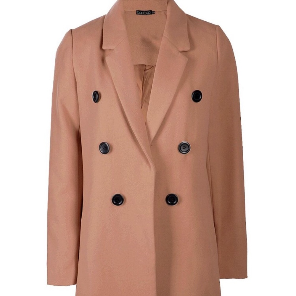 Double breasted oversized wool look coat